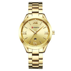 CURREN Ladies Analog Watch Gold Stainless Steel Case Gold Dial Gold Stainless Steel Bracelet