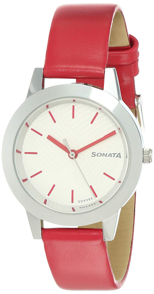 Sonata Silver White Dial Analog watch For Women-NR87019SL12