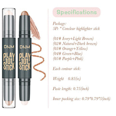 ELECDON Cream Contour Sticks, 5Pcs Face Makeup Highlighter Stick, Contouring Makeup Kit for Beginners,Highlight and Contour Kit,Cream Concealer Makeup Blur Stick,Primer Face Corrector Makeup Stick