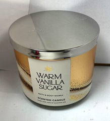 Bath & Body Works White Barn Candle Company and 3-Wick Scented Candle w/Essential Oils - 14.5 oz - Warm Vanilla Sugar (Vanilla, White Orchid, Sparkling Sugar, Fresh Jasmine, Creamy Sandalwood)