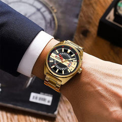 CURREN Men's Quartz Sports Brand Luxury Business Waterproof Automatic Date Stainless - GOLD