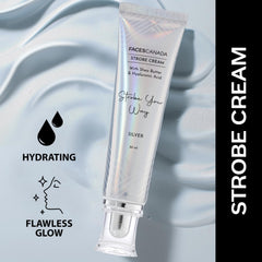 FACES CANADA Celeb Glow Kit | Silver Strobe Cream (30ml) + Medium Natural All Day Hydra Matte Mini Foundation (18ml) | Makeup Kit For Women (Combo Pack of 2)