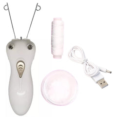 Electric Cotton Thread Epilator Lady Facial threading Machine Hair Remover for Women, Automatic Threader Machine Epilator for Fine Hairs on Face,Chin,Upper,Lip, Arms (White+Brown)