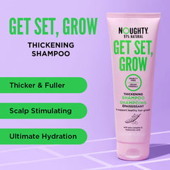 Noughty 97% Natural Get Set Grow Hair Thickening Shampoo to Optimise Scalp Health, Stimulate Roots and Promote Hair Growth, with Organic Garden Pea Sprouts and Green Robusta Coffee Beans, 250ml
