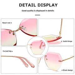 AEVOGUE Sunglasses For Women Oversized Rimless Diamond Cutting Lens Sun Glasses AE0534