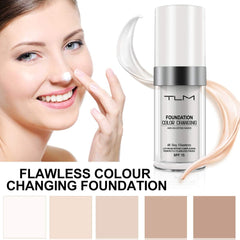 TLM Foundation Liquid,Concealer Cover Cream,Flawless Colour Changing Foundation Makeup,Warm Skin Tone, Cosmetics for Women and Girls