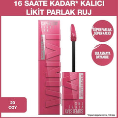 Maybelline New York Lip Colour, Smudge-free, Long Lasting up to 16h, Liquid Lipstick, Shine Finish, SuperStay Vinyl Ink, 20 Coy
