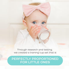 Grabease Convertible Training Cups for Babies – BPA-Free Cups Support Drinking for Babies Aged 6 Months+ to Toddler – Sippy Cup with Straw, Lid, Straw-Cleaning Brush, and Extra Mini Cup, (Teal)
