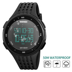 SKMEI Men’s Digital Sports Watch Military Waterproof Watches LED Screen Big Face Chronograph with Black Silicone Strap Simple Army Watches, black, 1.8*1.0*0.5 inch, sports