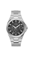 Guess Dashboard Multi-Function Analog Watch for Men, 46 mm Case Width, Silver Tone/Black