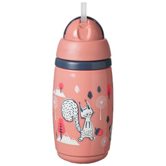 Tommee Tippee Superstar Insulated Straw Cup, Tommee Tippee for Babies with INTELLIVALVE Leak and Shake-Proof Technology and BACSHIELD Antibacterial Technology, 12m+, 266ml, Pack of 1, Pink