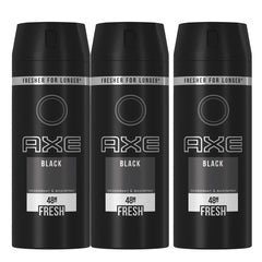 Axe Men Deodorant Body Spray for Long Lasting Odour Protection, Black, 48 hours Irresistible Fragrance, 150ml 540.0 grams, 3.0 count, 3