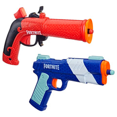 Nerf Fortnite Dual Pack Includes 2 Fortnite Blasters, Flint-Knock Dart Blaster, LP Dart Blaster, and 6 Nerf Elite Foam Darts