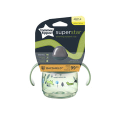 Tommee Tippee Superstar Sippee Drinking Cup, 100% Leak- and Shake-Proof INTELLIVALVE Technology, Antibacterial BACSHIELD Technology, 4 M+, 190 ml, Pack of 1, Green