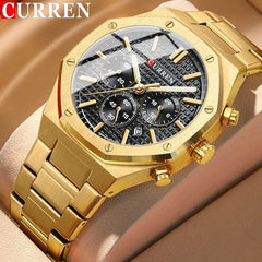 CURREN 2023 Watch Men's Quartz Luxury Luminous Wrist Watch With Stainless Steel Chronograph watch For Men 8440 - GOLD