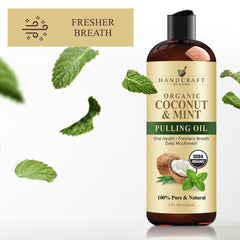 Coconut Oil Pulling for Teeth and Gums with Peppermint Oil - Organic Coconut Oil Pulling Oil Mouthwash for Fresh Breath, Oral Health and Cleaner Teeth and Gums - 236 ml