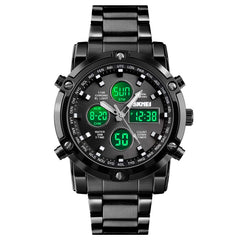 SKMEI Mens Wrist Watch,Stainless Steel Analog Digital Sport Wrist Watch for Men, Black, Digital