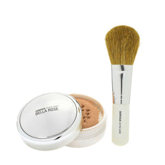 Serious Skincare BELLA ROSE PRO-MINERALS Loose Mineral Powder Makeup Foundation SPF 15 + Goat Hair Application Brush – Sheer to Full Coverage – Luminous Matte Finish – Men and Women - .50 oz (Dark)