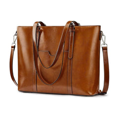 AMERTEER Women's PU Leather Tote Bag For Women - Womens Tote Bags Women, Large Capacity Shoulder Bags For Ladies Leather Handbag, Laptop Handbags, Vintage Leather Purse, Cowhide Travel Satchel Handbag