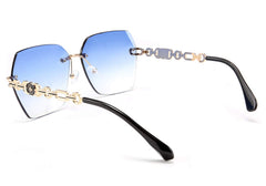 Rimless Sunglasses for Women Metal Square Frame Classic Diamond Grandient lens Eyewear UV Protection Fashion Shades for Women B2567