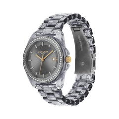 COACH WOMEN'S GREY DIAL BLACK TRANSPARENT SIG C ACETATE BRACELET WATCH - 14504273
