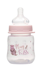 nip Nip, Wide Neck PP Bottle, Round Teat-S, Silicone-Made, With Integrated Anti-Colic Vent, 150 ml, Hug & Kiss Pink