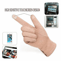Tomily Womens Touch Screen Phone Fleece Windproof Gloves Winter Warm Wear - Black / khaki