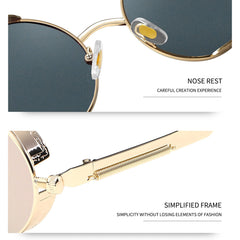 Joopin Steampunk Round Sunglasses - Metal Frame, 100% UV Protection (B06-Pink Retro)
