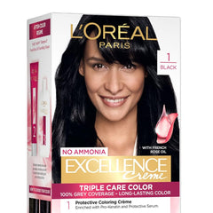 L’Oréal Paris L'Oreal Excellence Creme Hair Color, 1 Black, 72ml+100g