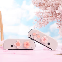 GeekShare Silicone Cross D-Pad Button Caps Set Cute Joystick Cover - ABXY Key Buttons Sticker Compatible with Switch/OLED Game Console - Sakura