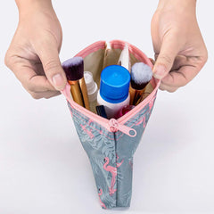 QTL Waterproof Flamingo Cosmetic Bag Set Toiletry Storage Organizer for Women Girls(Grey)
