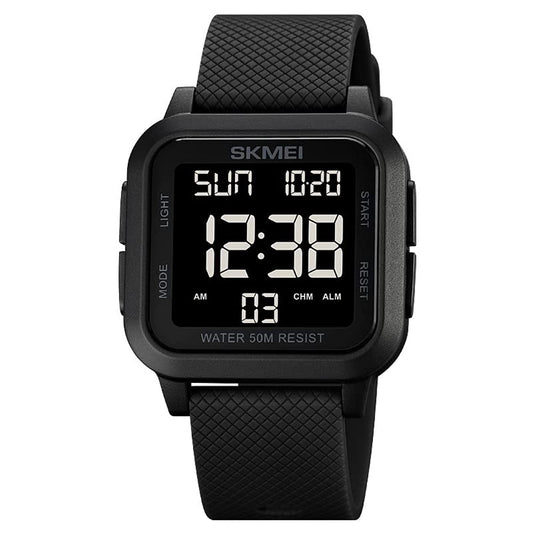 SKMEI Digital Watch - Waterproof Digital Sports Watch with Stopwatch Alarm Countdown Dual Time, EL Backlight Display Digital Watches 42mm Nylon Strap Unisex Wrist Watches for Men Women - Black