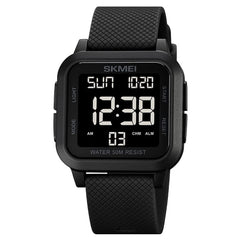SKMEI Digital Watch - Waterproof Digital Sports Watch with Stopwatch Alarm Countdown Dual Time, EL Backlight Display Digital Watches 42mm Nylon Strap Unisex Wrist Watches for Men Women - Black