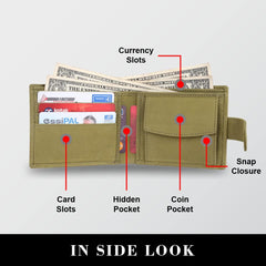 HAMMONDS FLYCATCHER Genuine Leather Wallet for Men - RFID Protected Leather Purse for Men, Money Purse for Men - 5 Card Slots, Coin Pocket, Hidden Pockets, Metal Snap Button - Moss Green