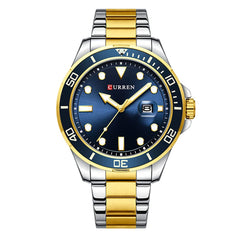 CURREN Men's Bracelet Watch, Analogue, Window with Dateer, Geometric Detail, Metallic Finish and Extendable, Contrast Colours, Azul, m, bracelet - Multicolor
