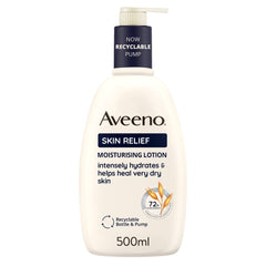 Aveeno Skin Relief Moisturising Lotion, With Soothing Triple Oat Complex & Shea Butter, Suitable For Sensitive Skin, 72-Hour Intense Hydration, Helps Relieve very Dry, Tight Skin, Unscented - 500ml
