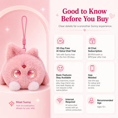 OKIVIVI AI Plush Toy Bag Charm with Voice Chat, LED Eyes and Touch Response