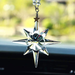 KUI RFSTGYU Car Mirror Pendant, Bright Stars Big Snowflake Car Pendant Crystal Car Rear View Mirror Pendant Hanging Crystal Pendant Christmas Ornament Gift (Color : Clear)