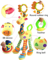 ME HOME Car Seat Toys Baby Hanging Toy with C-Clip Ring Baby Car Toys Stroller Toy with Baby Crinkle for 0, 3, 6, 9, 12 Months Newborn Boys Girls Gifts - Giraffe