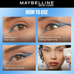 Maybelline New York Tattoo Play Blue Liquid Eyeliner - Longwear Waterproof Eyeliner - Metallic Finish, Switch, 2.1ml