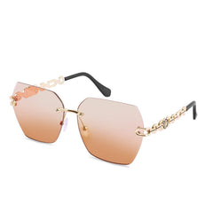 Rimless Sunglasses for Women Metal Square Frame Classic Diamond Grandient lens Eyewear UV Protection Fashion Shades for Women B2567