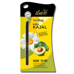 Iba All Day Kohl Kajal, Hydrating, Soothing, Anti-inflammatory, Waterproof, Nourishing, Antioxidant,Smudge Proof, Longlasting - 0.35g, Jet Black