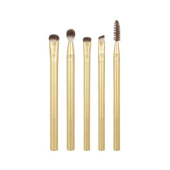 EcoTools Precious Metals Brightening Eye Set, Eye Brush Kit, Precision Makeup Brushes For Eyeshadow, Eco-friendly Makeup Brush Kit, Recycled Aluminum, Chrome, 5 Piece Set