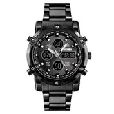SKMEI 1389 fashion analog digital watch waterproof sport clock metal - Black