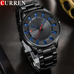 CURREN 8406 Top Brand Luxury Fashion Watch Men's New Stainless Steel Waterproof Wrist Watch - BLACK