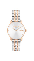 COACH WOMEN'S SILVER WHITE DIAL IONIC PLATED ROSE GOLD STEEL BRACELET WATCH - 14504304