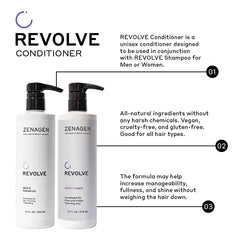 ZENAGEN Revolve Men's Travel Kit | Shampoo + Conditioner for Fine & Visibly Thin Hair, Promotes Thicker Fuller Hair, Plant-Based Formula, Color-Safe, Vegan