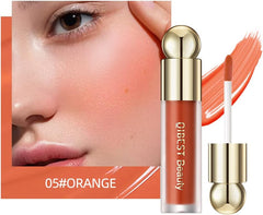 KANZA - Rose Cream Liquid Blush | Natural Flushed Finish Look, Dewy Cheek Tint | Soft Cream Face Blush Stick | Long-Wearing,Perfect Blending Liquid Blush Makeup for Cheeks|3.5g (#05 Orange)