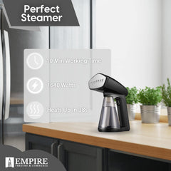 Empire Clothes Steamer, 1640-Watt Steamer for Clothes, Fast Heat-Up Steam Iron with 260ML Large Detachable Water Tank, Lightweight Travel Steamer, Travel Iron for Fabrics and Clothes (HY-168)