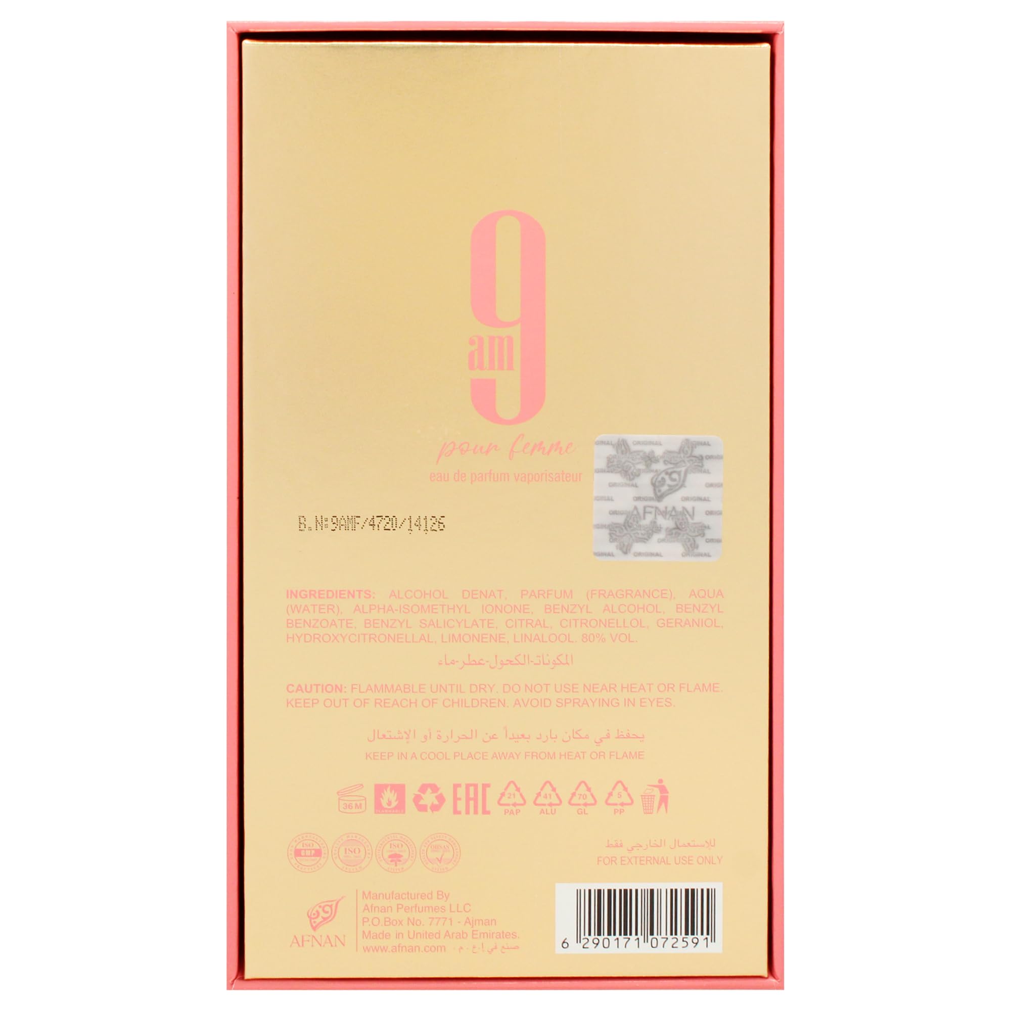 Women's Perfume Afnan 9 AM EDP